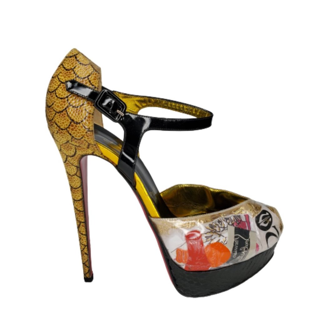 Christian Louboutin No. 299 Trash Ankle Strap Platform Pumps Heels